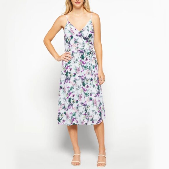 NWT Amour Vert Varden 100% Silk Floral Wrap Dress Size M